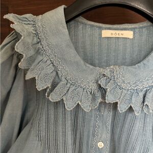 Doen wing dress in Parisian chambray, medium